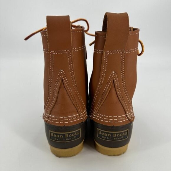L.L. Bean Original Classic Brown Bean Leather Waterproof Rain Lace Up 6 Boots - Picture 6 of 9
